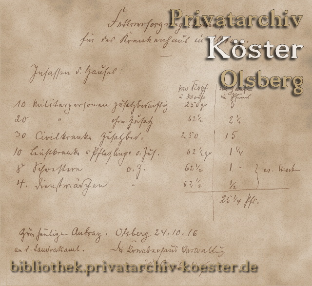 Meldung "Fettversorgung" durch Pfarrer Quinke an das Landratsamt am 24.10.1916