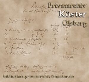 St. Josefs-Hospital Olsberg - Fettversorgung 24.10.1916