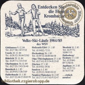 Bierdeckel "Volks-Ski-Läufe 1984/85"