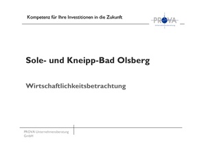 Sole- und Kneipp-Bad Olsberg - Wirtschaftlichkeitsbetrachtung