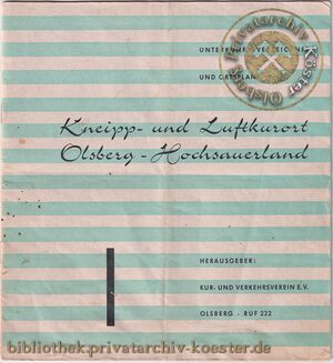 Unterkunftsverzeichnis und Ortsplan Olsberg 1963