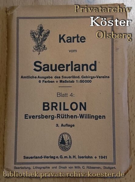 Datei:Karte vom Sauerland SGV 1941 Blatt 4 - Titel.jpg
