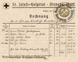 St Josefs-Hospital Olsberg - Rechnung an von Wendt'sche Verwaltung