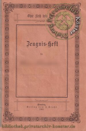 Zeugnis-Heft Arnsberg 1901